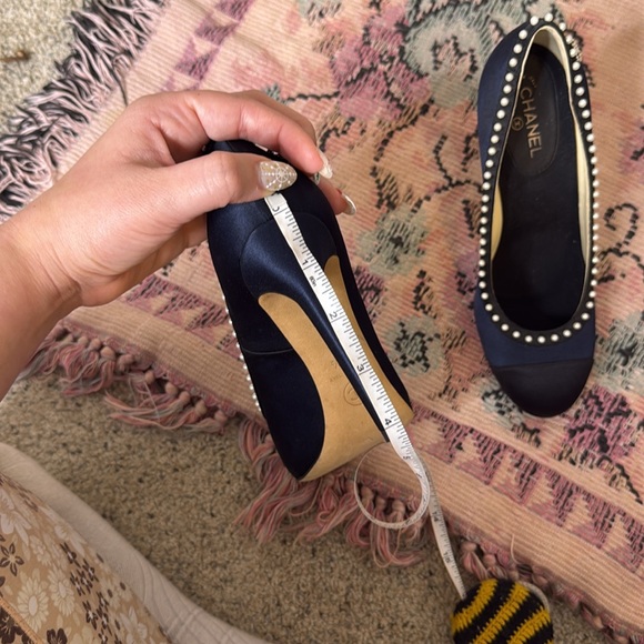 Chanel Navy and Black Pearl Detail Heels - Picture 12 of 12